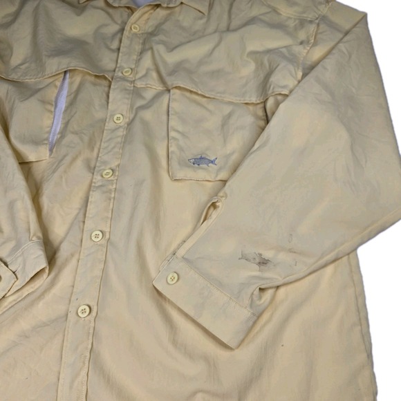 TARPONWEAR Simms Mens Size‎ XXL Vintage Yellow Vented Fishing Button Front Shirt - Picture 2 of 9
